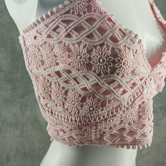 NWT FRANCESCA Mi Ami Bralette Lace Smocked M(8-10) Pink Stra Cross Back - Picture 5 of 12